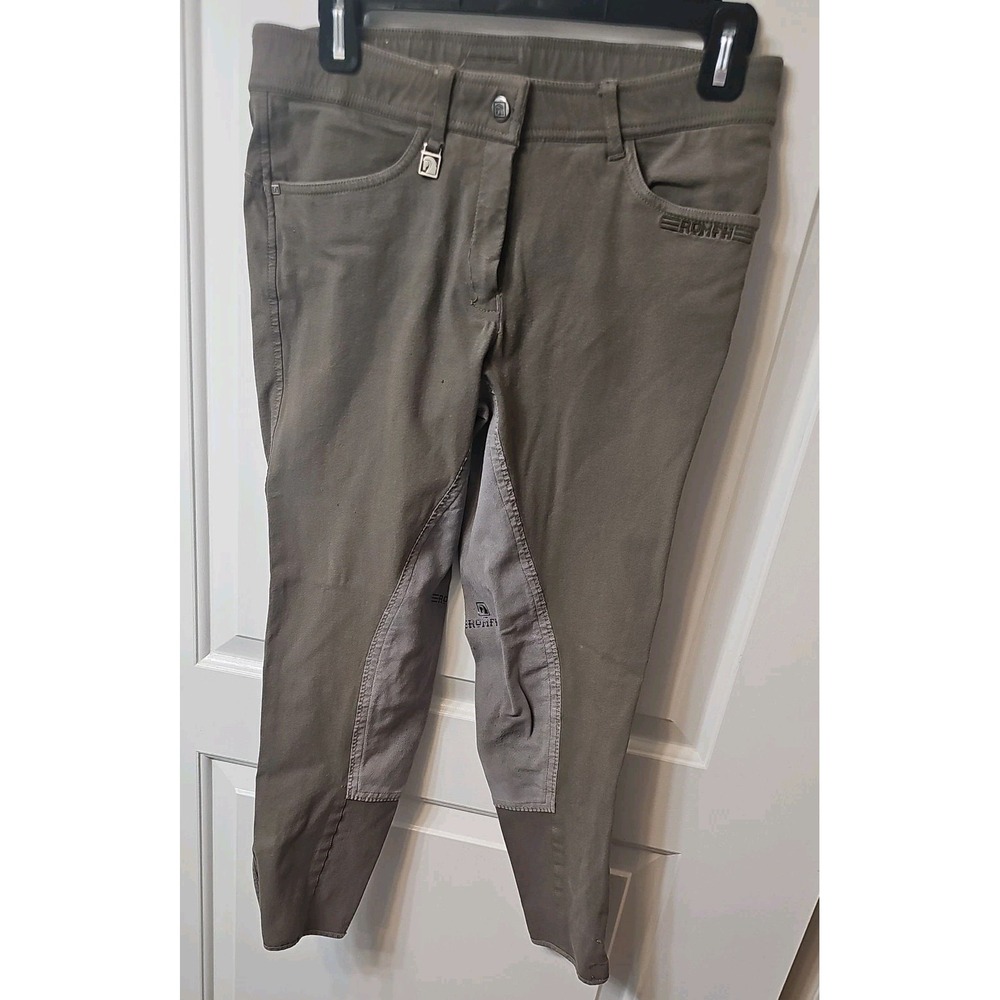 Romfh Equestrian Breeches Pants Womens 30R Knee Patch Beige Seat Grip Pants